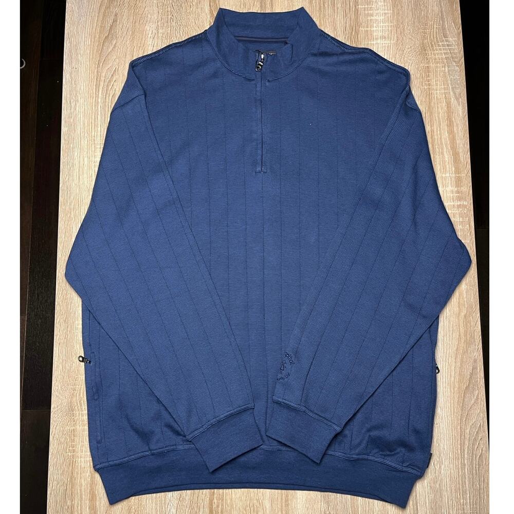 Greg Norman Golf Quarter Zip Performance Pullover Large Men Navy Long Sleeve NWT